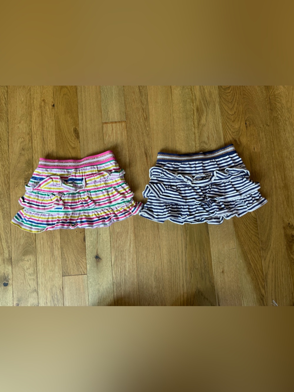 Mini Boden Girls Skirt-Skorts Set 3-4Y 🌈 Stripe Sparkle Waist 💙